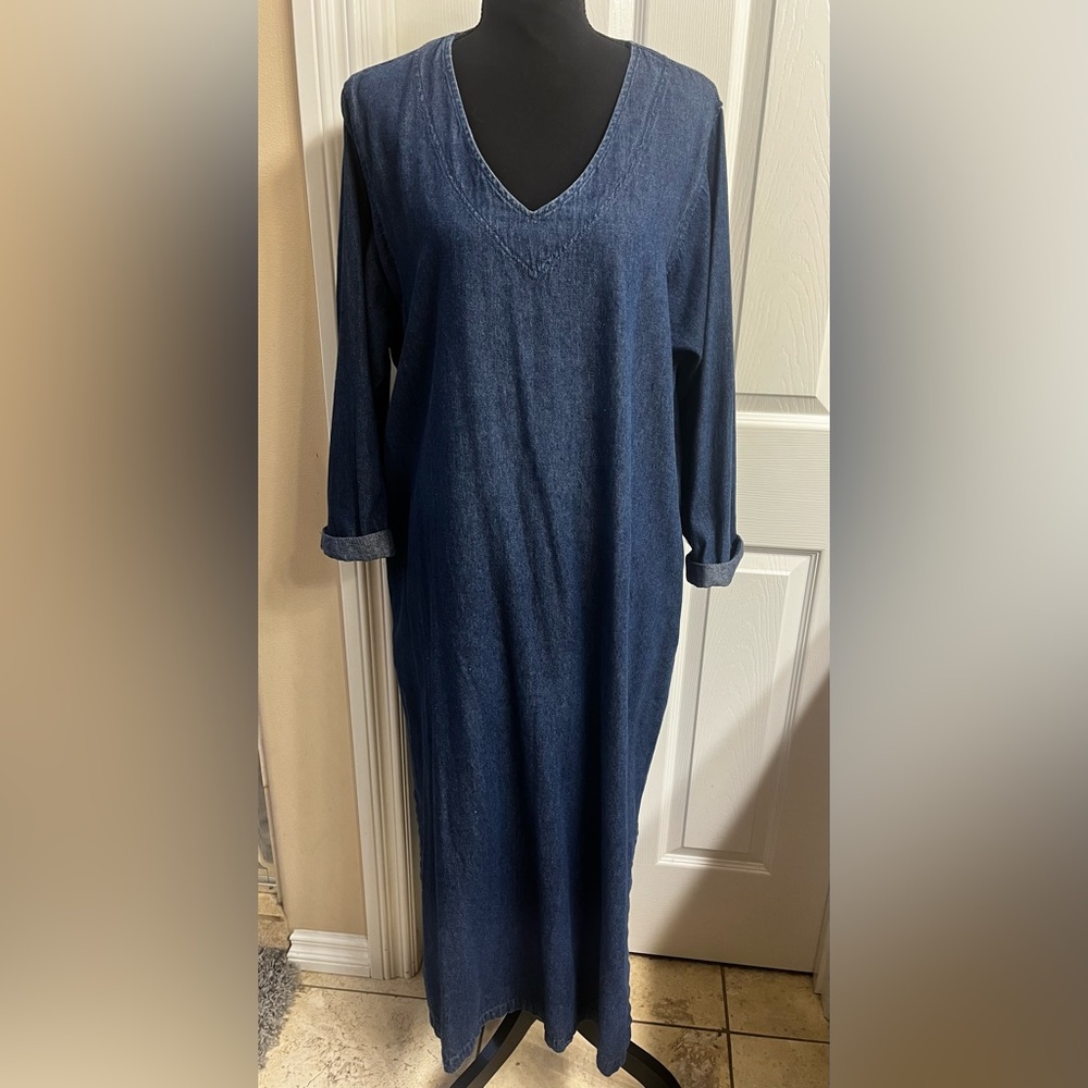 J. Peterman Dark Indigo Denim Tunic Dress
